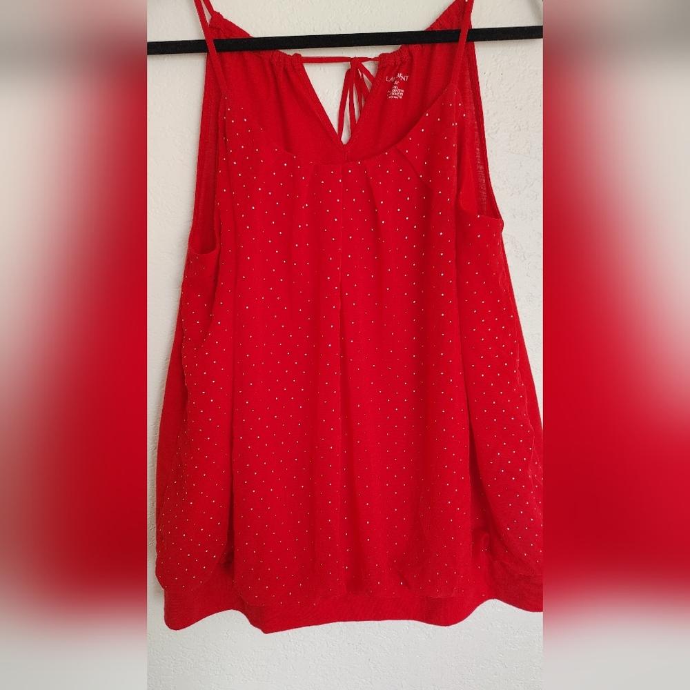 Women's Plus Red Studded Sleeveless Blouse